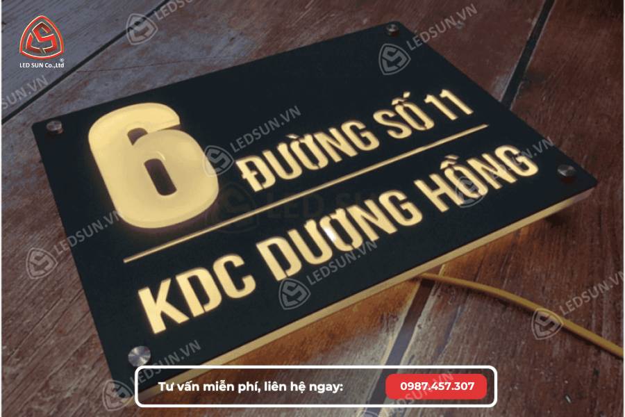 Biển số nhà alu chữ nổi sáng đèn